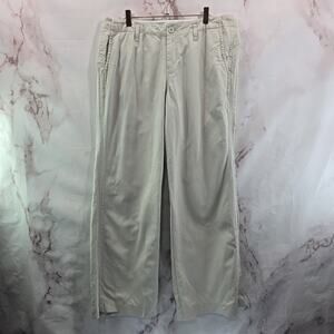 Garnet Hill Pants Womens 14 Beige Cream Khakis High Rise Neutral Wide Boot
